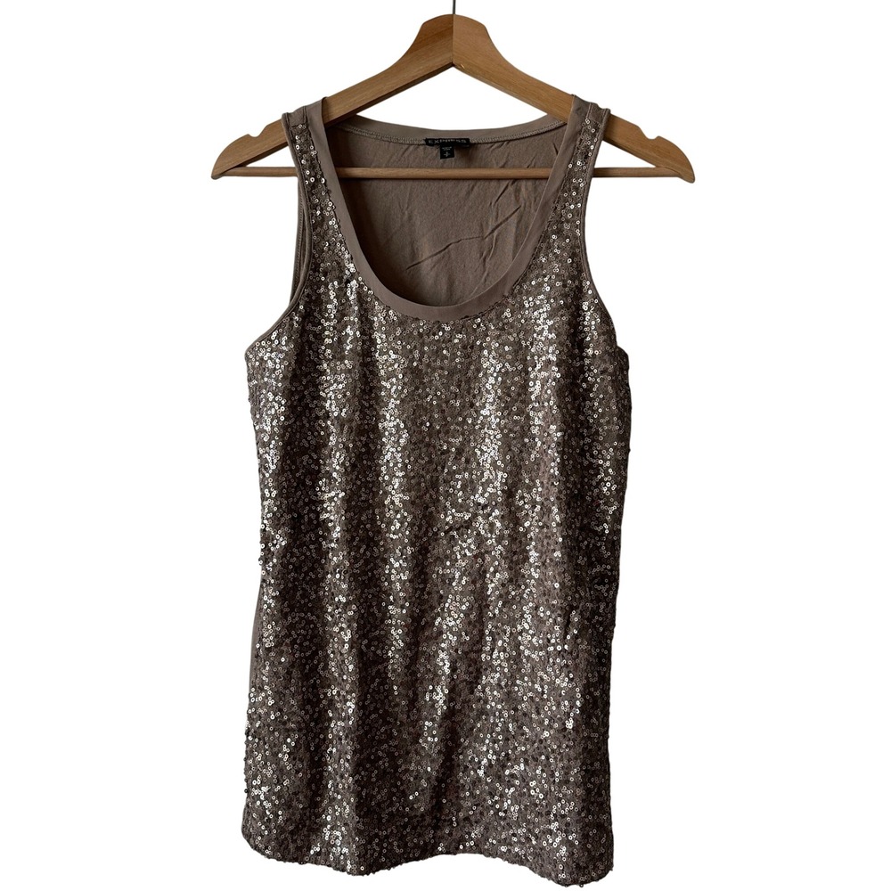 Express Sequin Tank Top Sleeveless Blouse Sparkle Party Top Small S